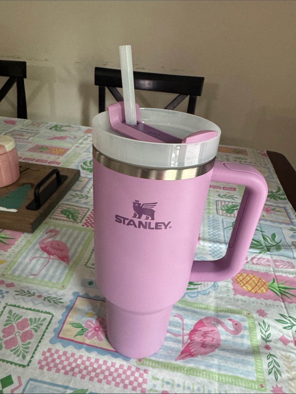 Stanley Purple Insulated Travel Mug with Handle and Straw